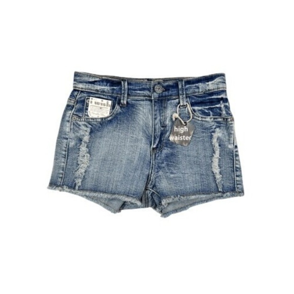Vanilla Star Medium Wash High Waisted Stretch Cutoff Jean Shorts Size 3 NEW